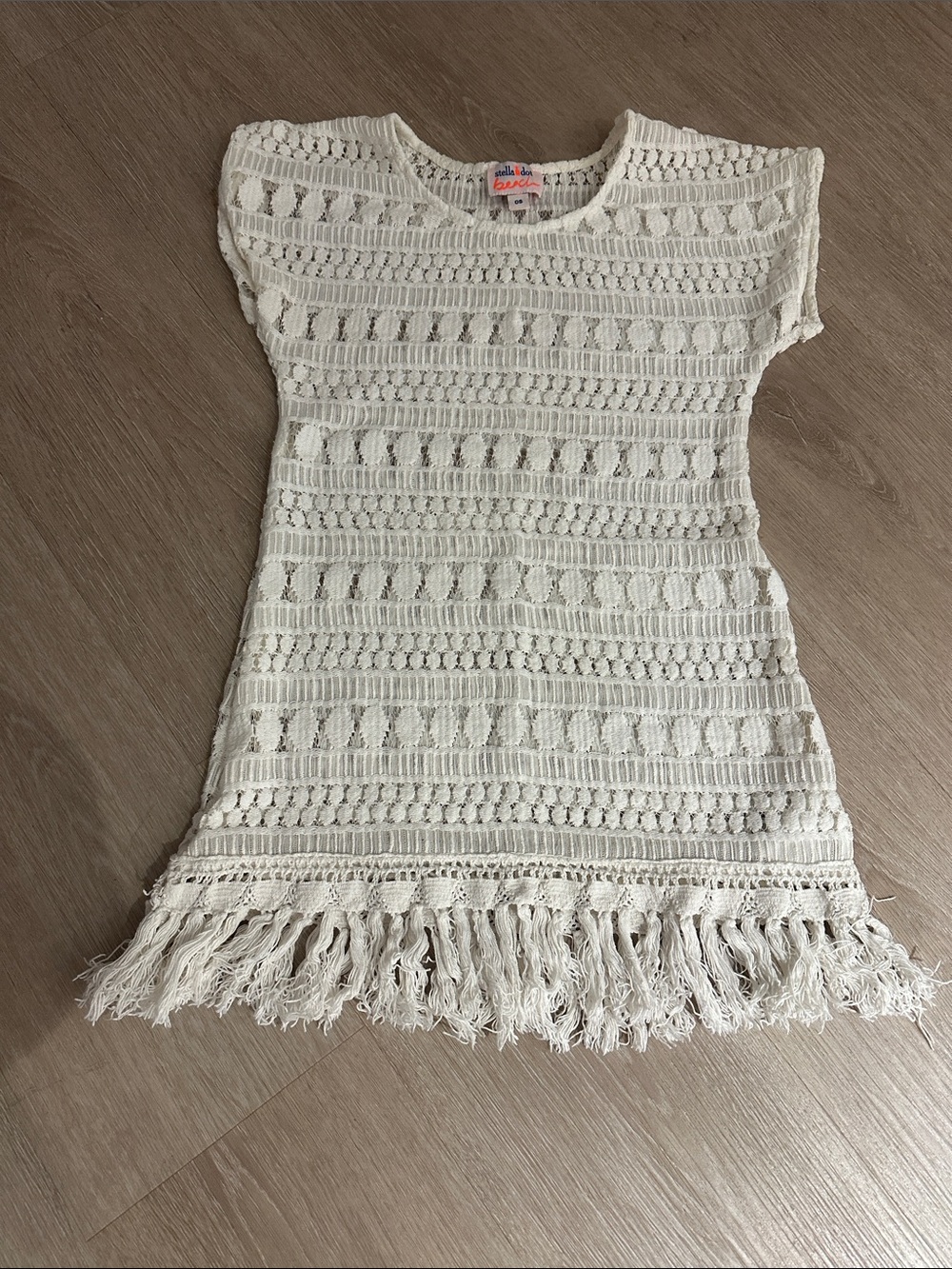 Stella & Dot Ivory Crochet Fringe Kids Swim Coverup
